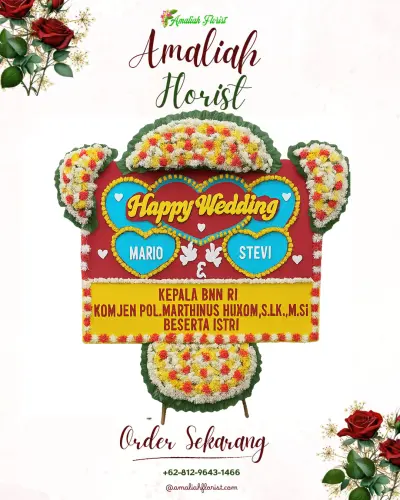 Karangan Papan Bunga Pernikahan di Cibetok